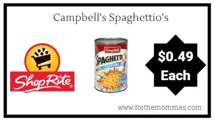ShopRite: Campbell’s Spaghettio’s Just $0.49 Each Starting 9/16!