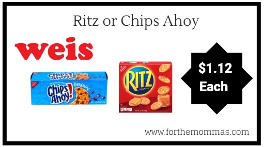 Weis: Ritz or Chips Ahoy ONLY $1.12 Each Starting 9/13