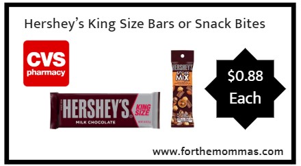 CVS: Hershey’s King Size Bars or Snack Bites ONLY $0.88 Starting 9/23