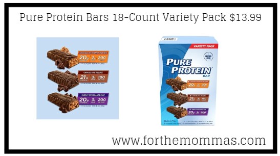 Pure Protein Bars 18-Count Variety Pack $13.99