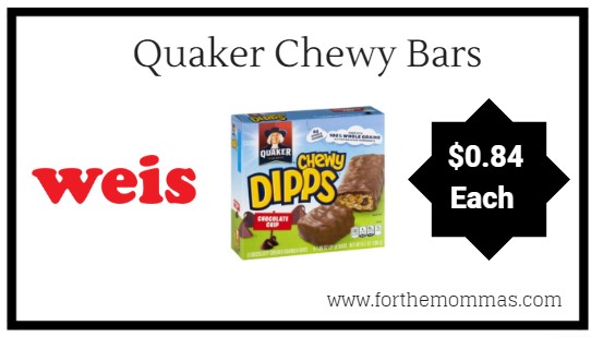 Weis: Quaker Chewy Bars ONLY $0.84 Each Starting 9/13