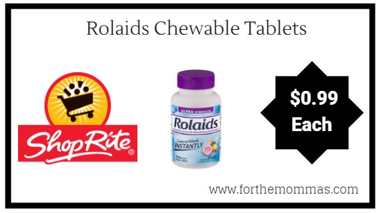ShopRite: Rolaids Chewable Tablets Just $0.99 Each Starting 9/16!