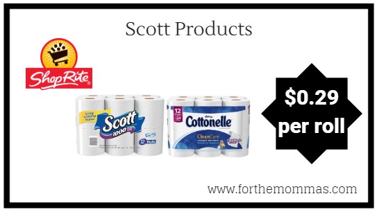 ShopRite: Kimberly Clark Catalina Offer, Scott Products ONLY $0.29 Per Roll! {9/23}