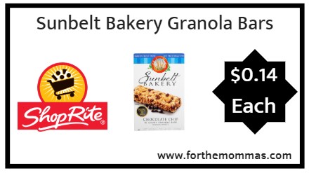 ShopRite: Sunbelt Bakery Granola Bars ONLY $0.14 Thru 10/6!