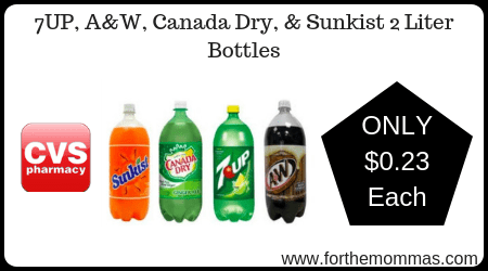 7UP, A&W, Canada Dry, & Sunkist 2 Liter Bottles