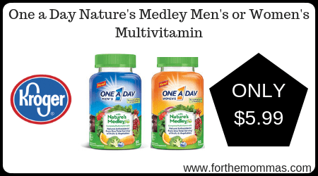 One a Day Nature's Medley Men's or Women's Multivitamin