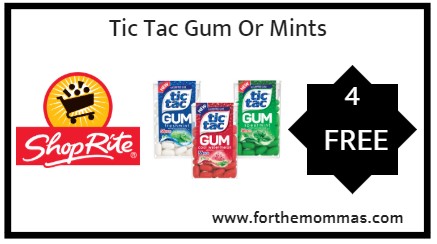 ShopRite: 4 FREE Tic Tac Gum Or Mints Thru 10/27!
