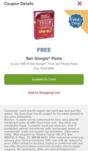 Giant: FREE San Giorgio Thick & Hearty Pasta Thru 11/22!