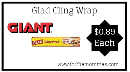 Giant: Glad Cling Wrap JUST $0.89 Each Starting 11/16!