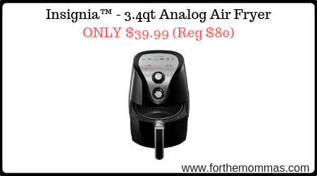 Insignia™ – 3.4qt Analog Air Fryer ONLY $39.99 (Reg $80)