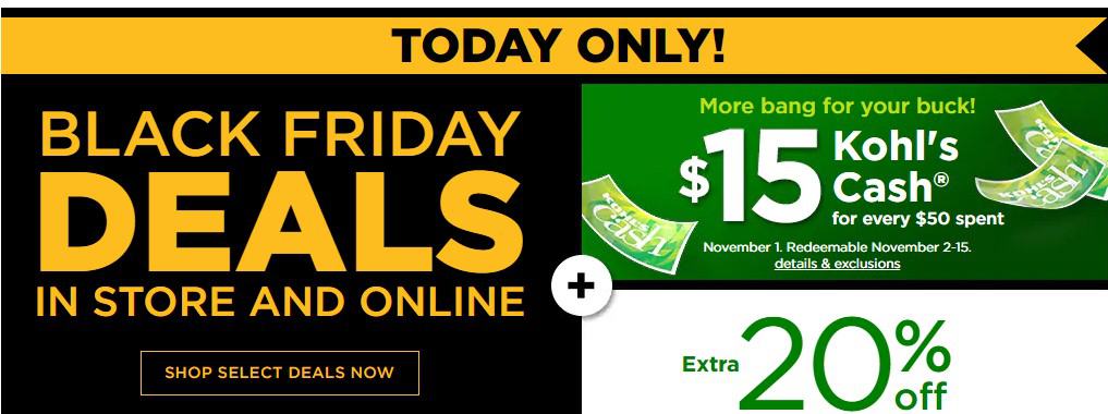 Kohl’s Black Friday Deals Only Today!!