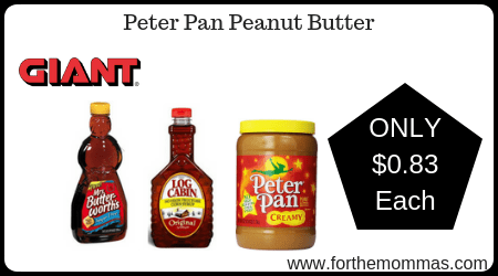 Giant: Peter Pan Peanut Butter ONLY $0.83 Each Thru 11/8!