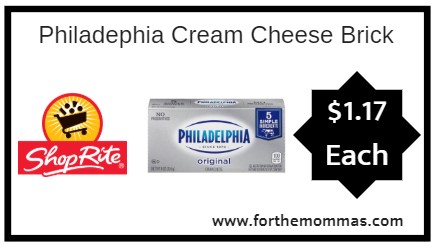 ShopRite: Philadelphia Cream Cheese JUST $1.17 Each Starting 11/11!