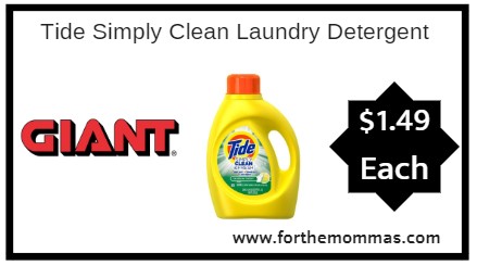 Giant: Tide Simply Clean Laundry Detergent Just $1.49 Each Starting 11/16!