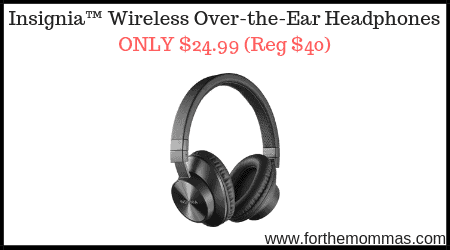 Insignia™ Wireless Over-the-Ear Headphones ONLY $24.99 (Reg $40)