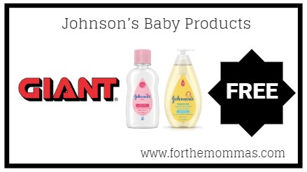 Giant: FREE Johnson’s Baby Products Starting 12/21!