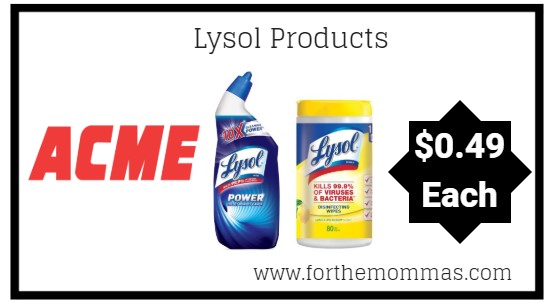 Acme: Lysol Products ONLY $0.49 Each Thru 12/13!