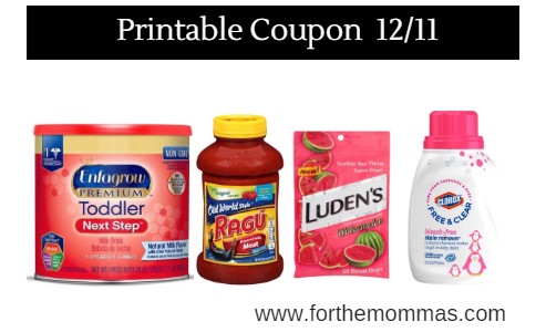 Newest Printable Coupons 12/11: Save On Enfagrow, Ragu, Luden ...
