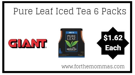 Giant: Pure Leaf Iced Tea 6 Packs ONLY $1.62 Each Thru 12/20!