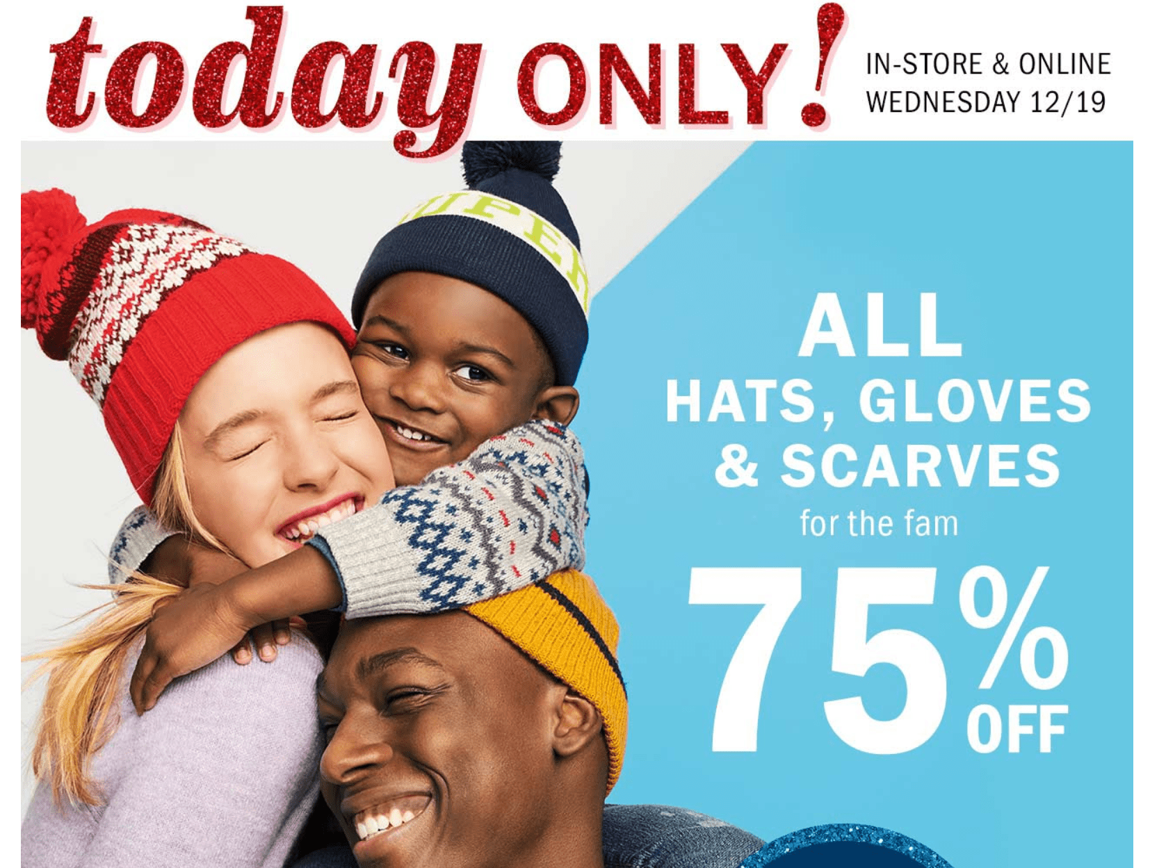 Old Navy: Hats, Gloves & Scarves 75% ONLY 12/19
