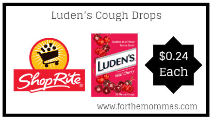 ShopRite: Luden’s Cough Drops ONLY $0.24 Each Thru 2/15!