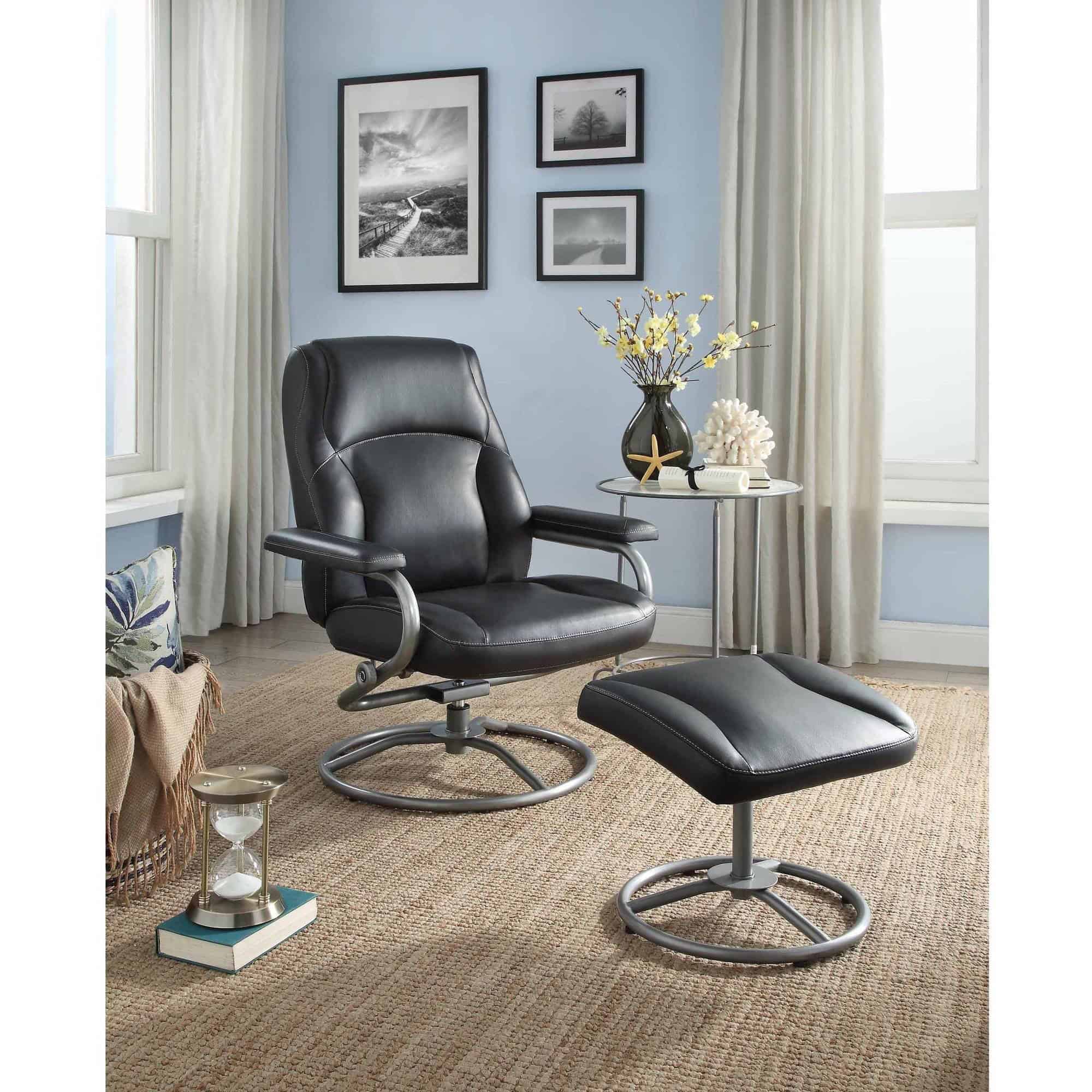 Pillowed Recliner Swivel Chair and Ottoman Set Only $99 Shipped!