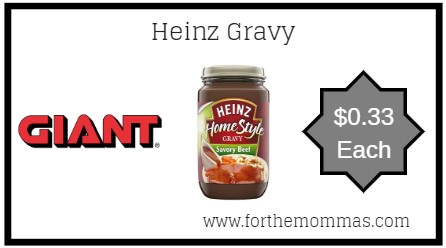 Giant: Heinz Gravy ONLY $0.33 Each Starting 4/5!