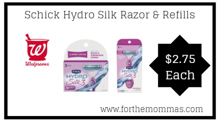 Walgreens: Schick Hydro Silk Razor & Refills ONLY $2.75 Each Starting 3/17