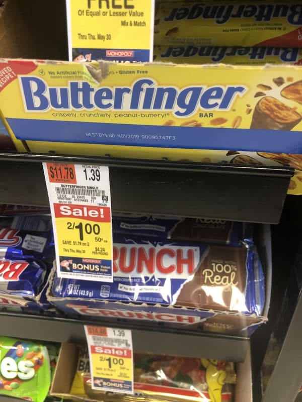 Acme: FREE Butterfinger Or Nestle Crunch Bars Thru 5/2!
