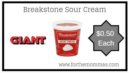 Giant: Breakstone Sour Cream JUST $0.50 Each Starting 4/19!