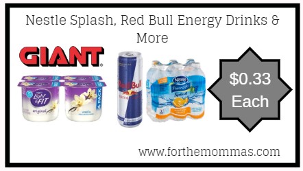 Giant: Nestle Splash, Red Bull Energy Drinks & More ONLY $0.33 Each Starting 5/3!