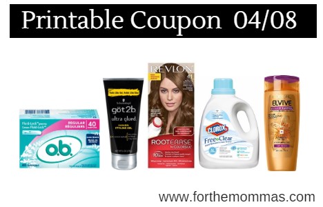 Newest Printable Coupons 04/08: Save On Clorox, L'Oreal, Playtex & More
