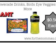 Giant: Powerade Drinks, Birds Eye Veggies & More JUST $0.50 Each Starting 4/26!