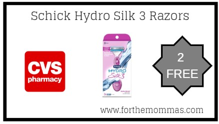 CVS: 2 Free Schick Hydro Silk 3 Razors Starting 4/21