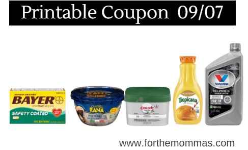 Newest Printable Coupons 09/07: Save On Cascade, Bayer, Valvoline & More