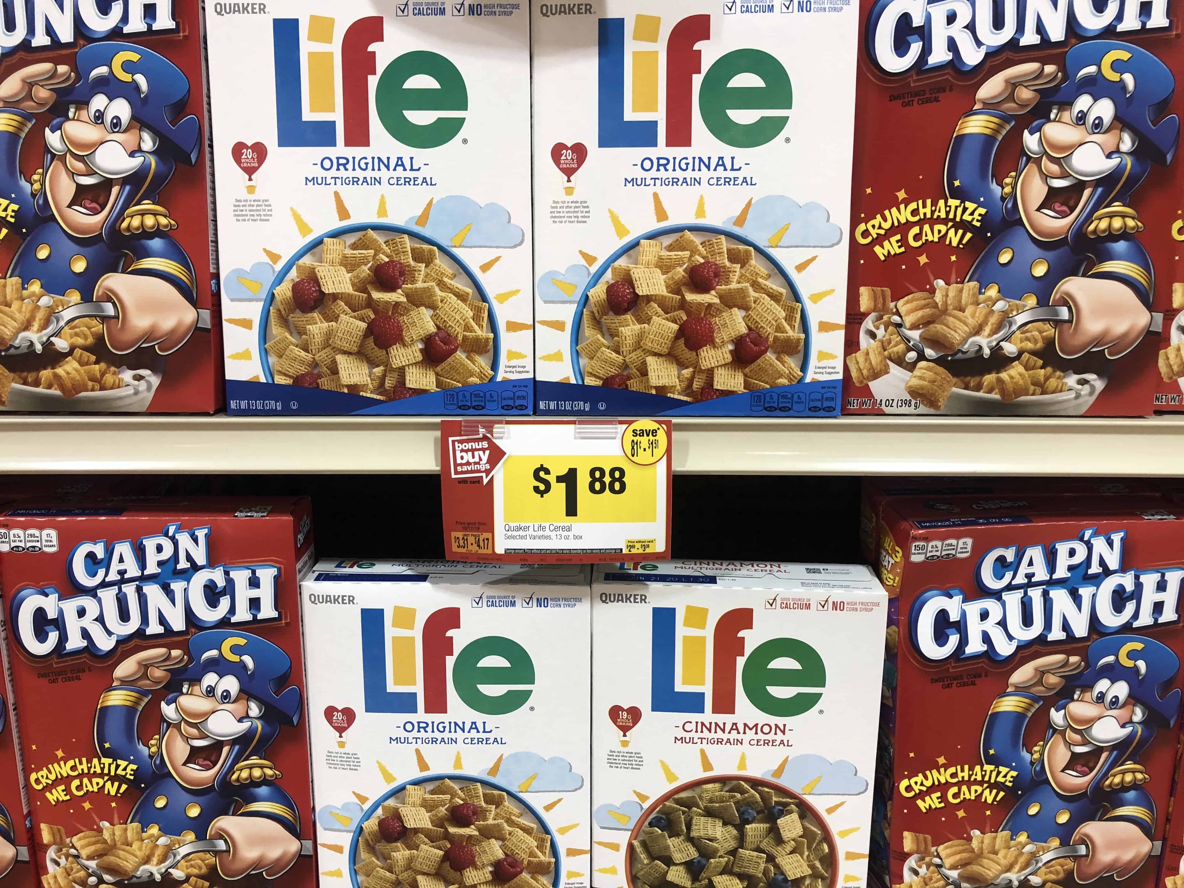 Giant: Quaker Life Or Cap’n Crunch Cereal Just $1.38 Each! {Last Day}