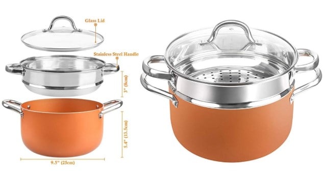 Copper 6-Quart Stockpot with Lid and Steamer $21.23 {Reg $73}