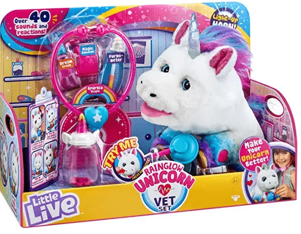 rainbow glow unicorn vet set