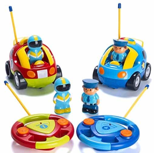 Prextex Pack of 2 Cartoon R/C Police Car and Race Car Radio Control Toys for Kids $25.45 {Reg $30}