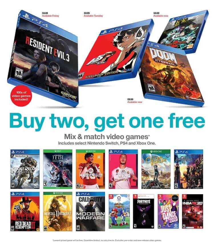 target buy 2 get one free video games