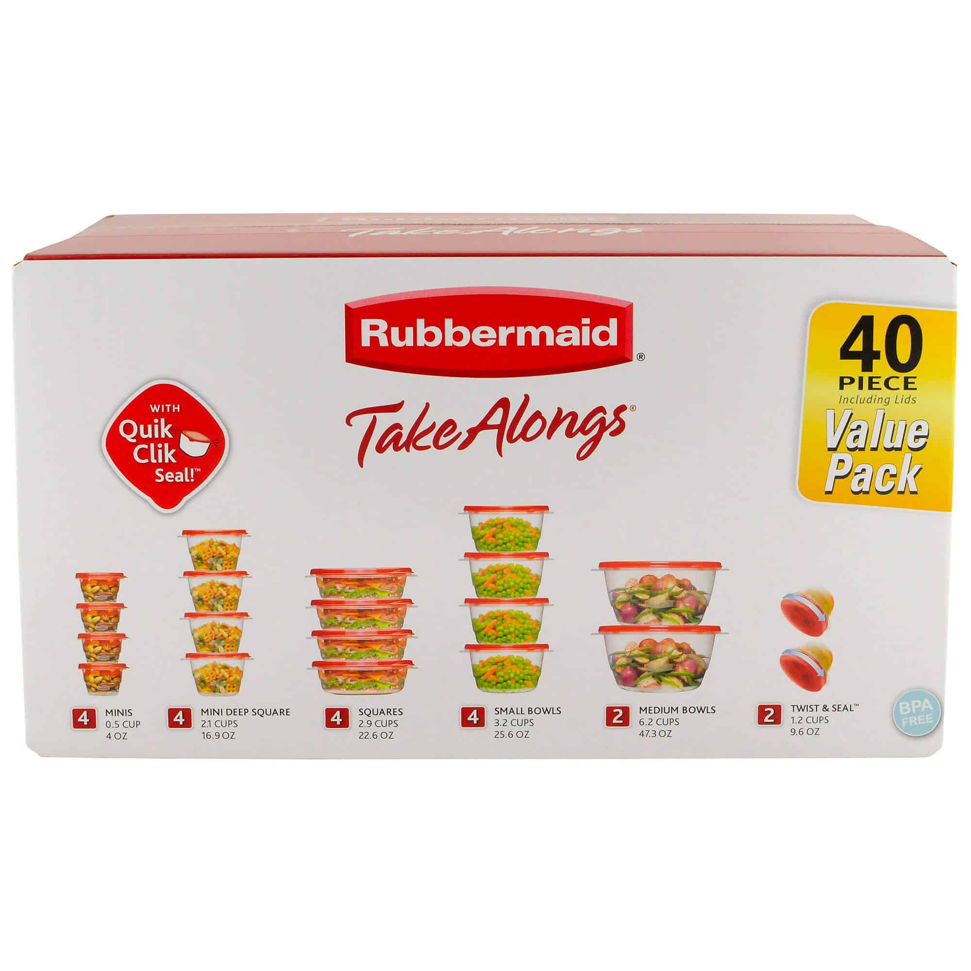 Rubbermaid TakeAlongs Food Storage Containers, 40 Piece Set ONLY $9.98