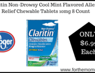 Kroger: Claritin Non-Drowsy Cool Mint Flavored Allergy Relief Chewable Tablets 10mg 8 Count ONLY $6.99