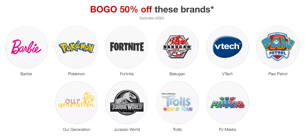 Mix & Match BOGO 50% on Toys