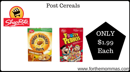 Post Cereals Only $1.99