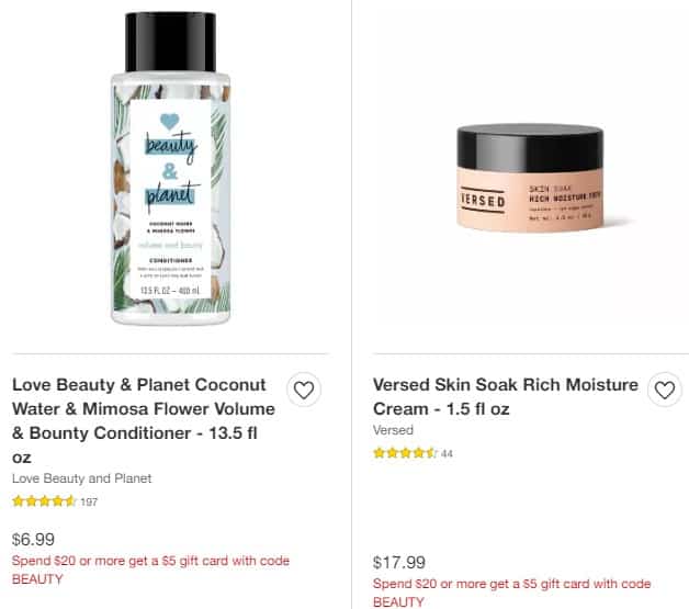 Target: $5 GC with $20 Beauty Purchase