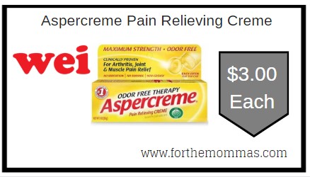 Weis: Aspercreme Pain Relieving Creme ONLY $3 Each Thru 6/4