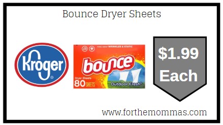 Kroger Mega Sale: Bounce Dryer Sheets ONLY $1.99 {Reg $4.99}