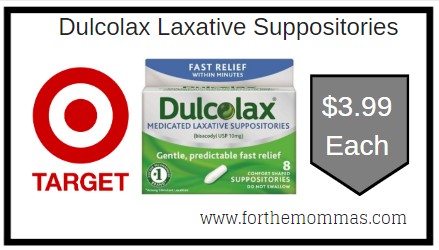 Target: Dulcolax Laxative Suppositories $3.99