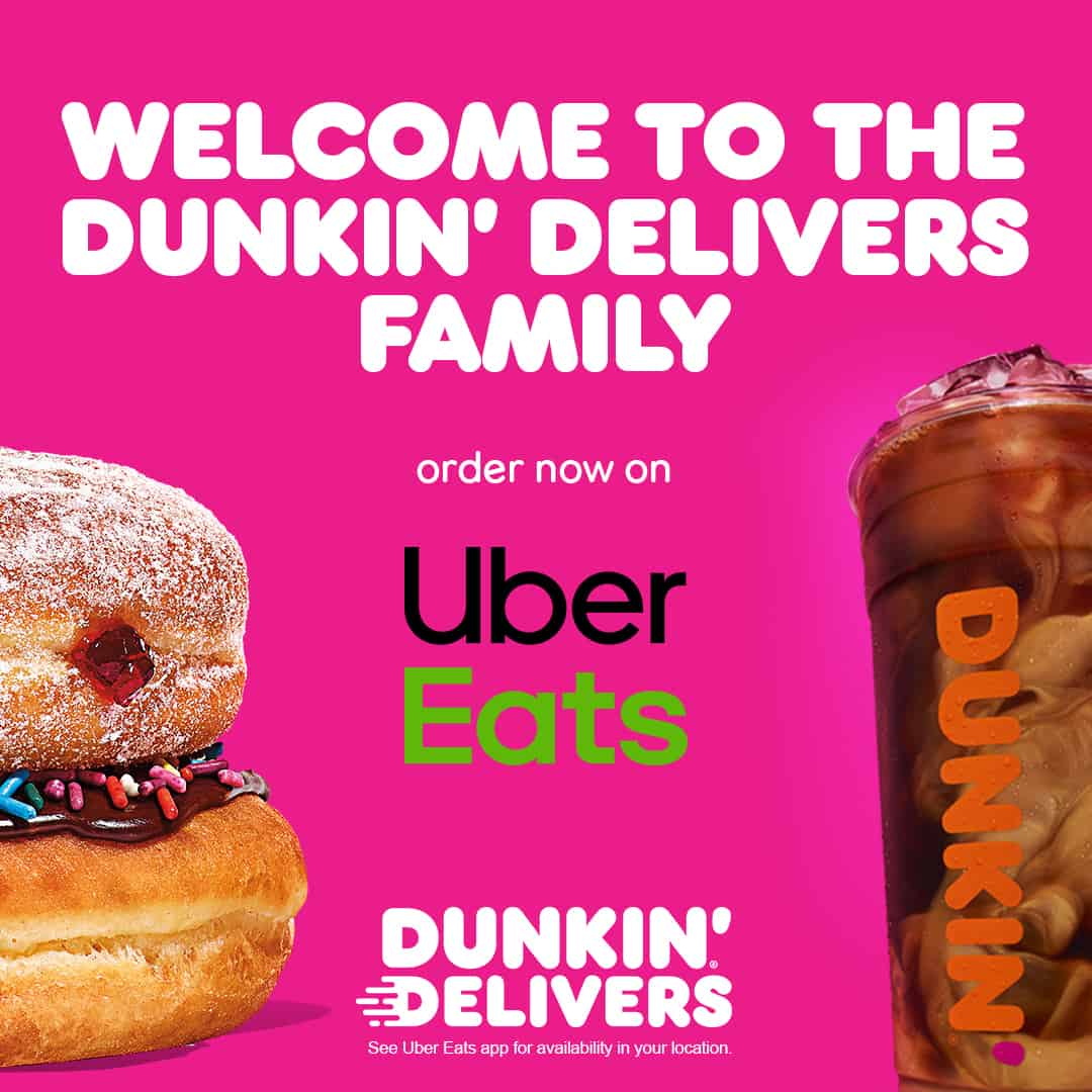 Dunkin’ and Uber Eats Offer BOGO Iced Coffee and 0 Delivery Fee