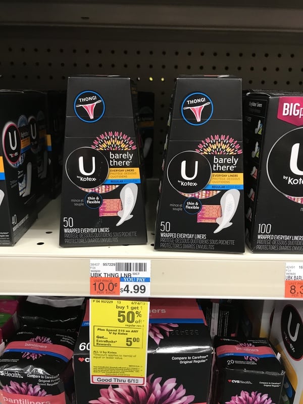 CVS: U by Kotex Barely There Liners ONLY $0.49 Each Through 6/13